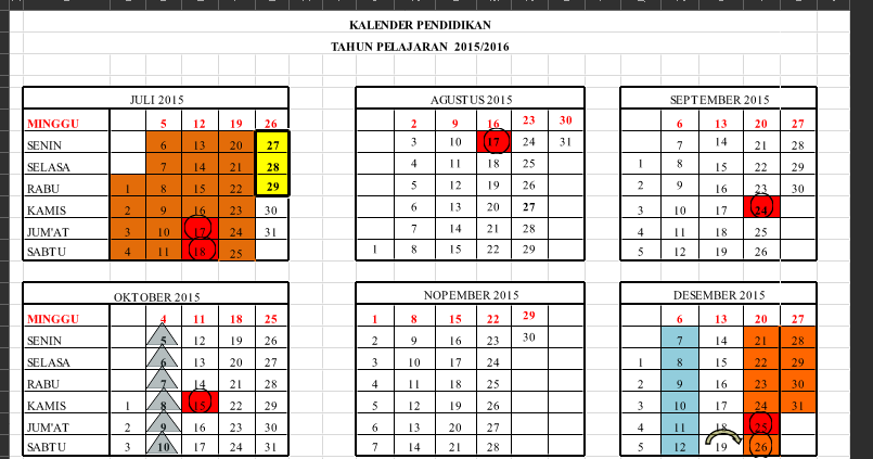 Download Kalender Pendidikan (Kaldik) Tahun Pelajaran 2016 