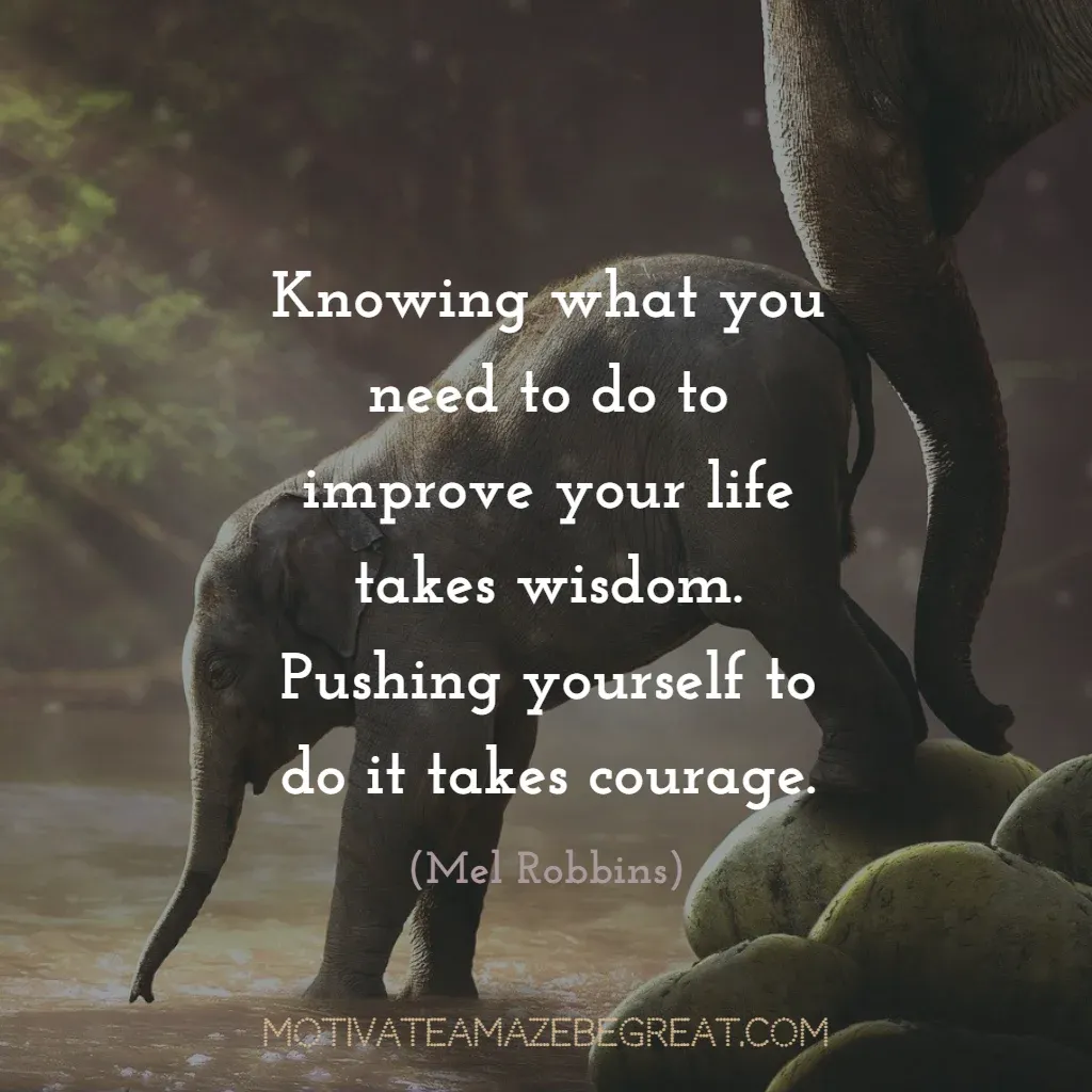 Super Sayings: "Knowing what you need to do to improve your life takes wisdom. Pushing yourself to do it takes courage." - Mel Robbins