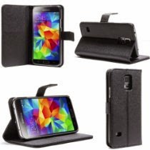 SUPCASE Samsung Galaxy S5 Case - Premium Wallet Leather Case (Black, Built-in Credit Card/ID Card Slot)