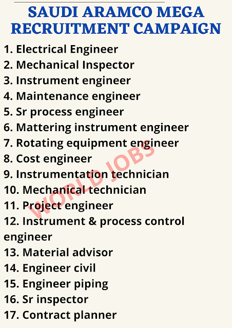 SAUDI ARAMCO MEGA RECRUITMENT CAMPAIGN