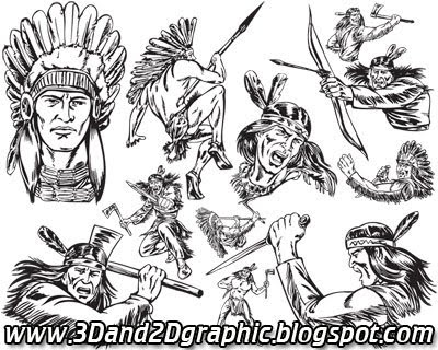 Vector Graphic Indians Clipart for TShirt Tattoo Vehicle Design