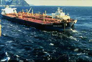 The Exxon Valdez, 3 days after the vessel grounded