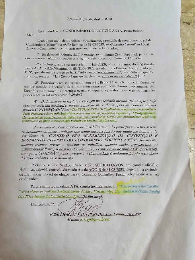  Carta de José Lício Gomes Pereira