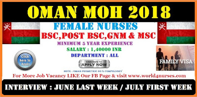 DIRECT OMAN MOH FOR STAFF NURSES 2018 - APPLY NOW