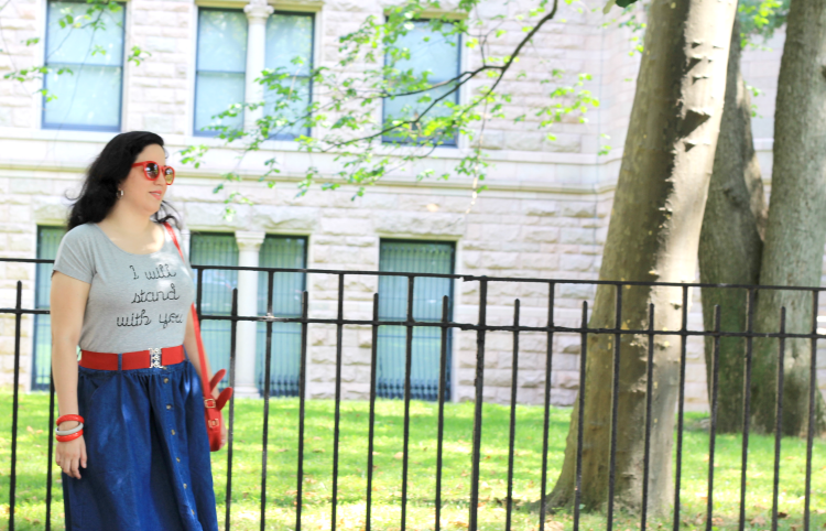 A Vintage Nerd, Retro Fashion Blog, Modcloth Jean Skirt, Retro Plus Size Fashion, New York Fashion Blogger