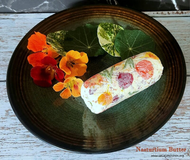 images of  Nasturtium Flower Butter Recipe / Nasturtium Compound Butter Recipe / Flower and Herb Butter / Nasturtium Butter Recipe / Edible Flowers Butter Recipe