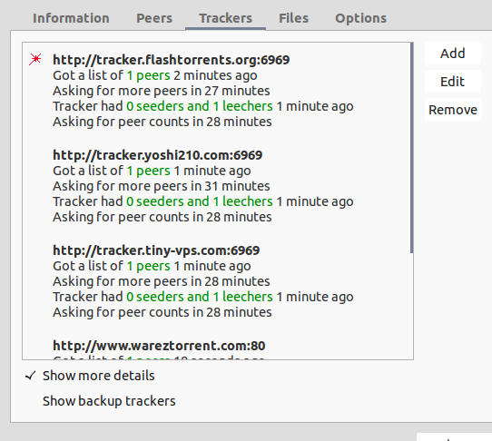 Torrent trackers working example