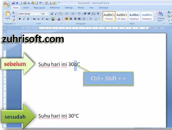 Bagaimana cara membuat simbol derajat pada Ms Word