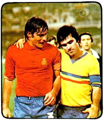 Migueli y Iordanescu. SELECCIÓN DE ESPAÑA 1 SELECCIÓN DE RUMANÍA 0. 15/11/1978. VI Copa de Europa de Selecciones Nacionales Italia 1980, fase de clasificación, Grupo III. Valencia, España, estadio Luis Casanova.