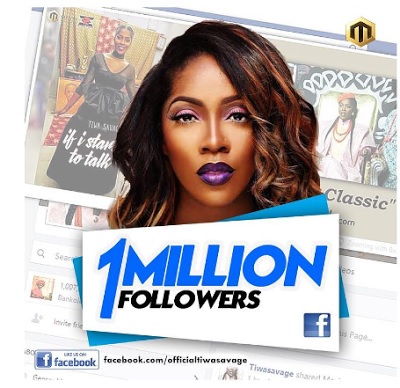 See What Tiwa Savage Did After Her 1 Million Followers On Facebook (See Photos)