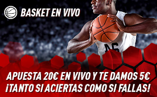 sportium Promo Basket En Vivo: Por cada 20€ ¡Te damos 5€! 18-24 marzo