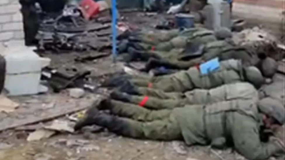 Screenshot/Twitter: Just prior to being shown deceased, the captured Russian soldiers were ordered to lie face down on the ground.