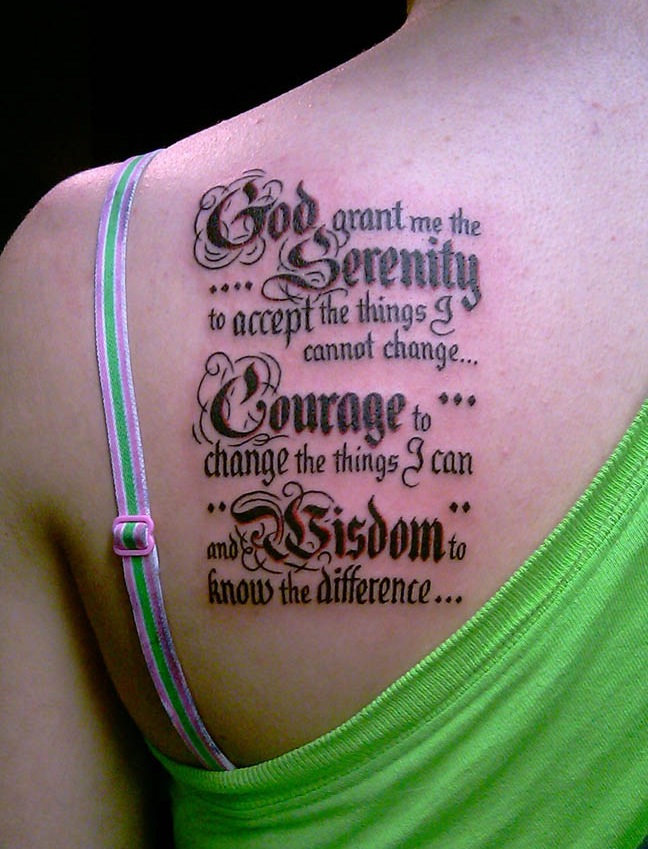 Tattoo Black and Red Serenity Prayer