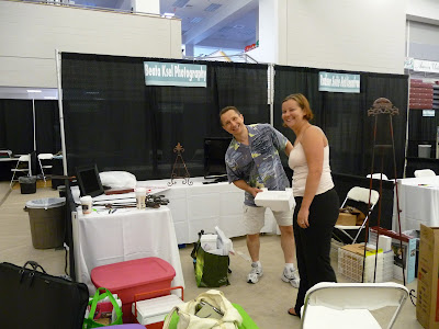 Jan and Samantha preparing Bridal Show booth