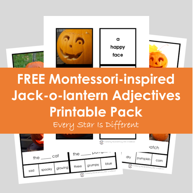 FREE Montessori-inspired Jack-o-lantern Adjectives Printable Pack