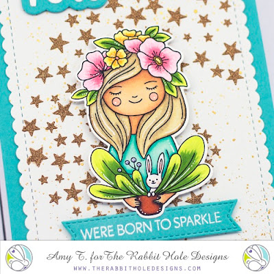 Flowers in her hair Stamp Set illustrated by Tatsiana Zayats, Aim for the Stars Stencil, You - Scripty Word with Shadow Layer Dies, You - Scripty Stamp Set by The Rabbit Hole Designs #therabbitholedesignsllc #therabbitholedesigns #trhd