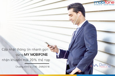 Cập nhật thông tin qua Mobifone nhận ưu đãi hấp dẫn 20% giá trị thẻ nạp