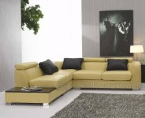 Brilliant Ultra Modern Yellow Leather Sectional Sofa with Tilting Headrests