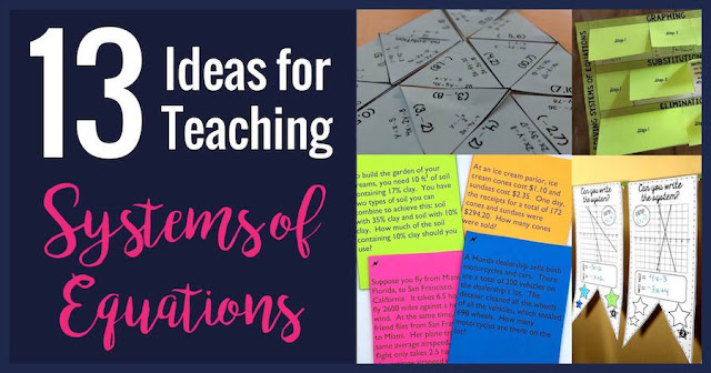 These tips, activities, and foldables will help you teach systems equations to your algebra students.  There are activities for solving by graphing, substitution, and elimination.  The activities for word problems are great!