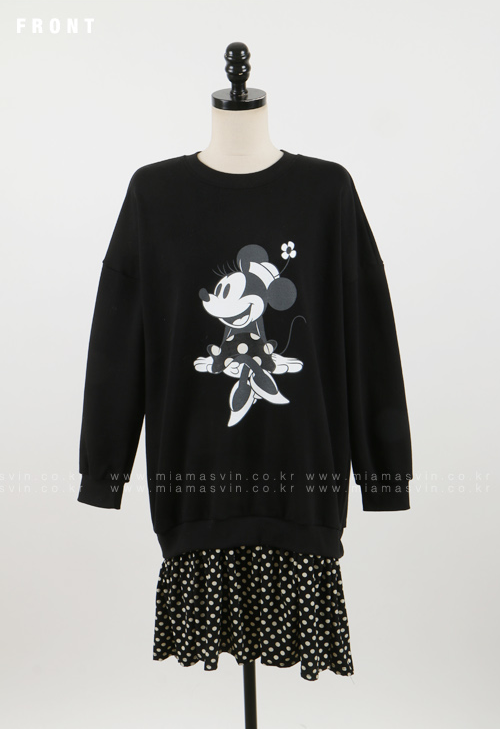  Cartoon and Dot Print Sweatshirt Dress