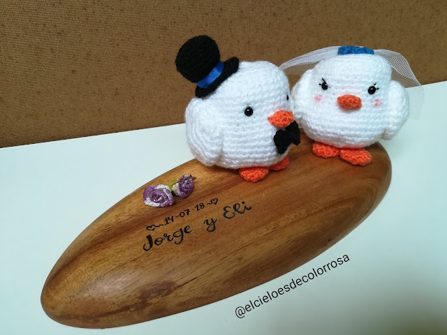 pareja novios pájaros crochet