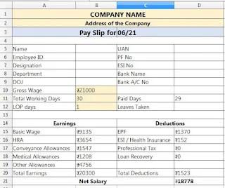 Download Salary Slip in Excel and PDF Formats with Formulas in Hindi