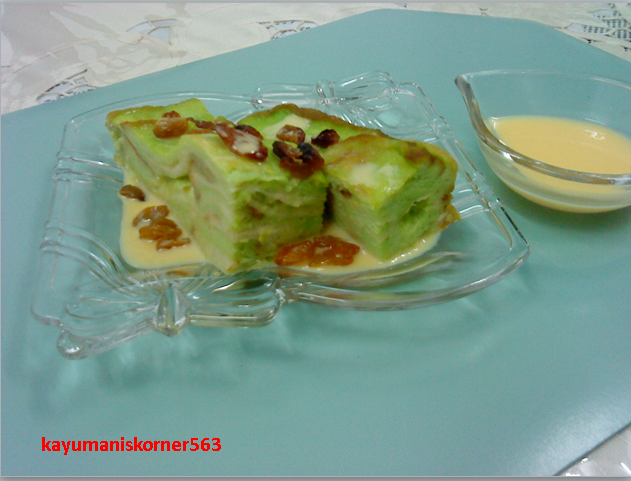 Kayumaniskorner563: Puding Roti Kukus Pandan