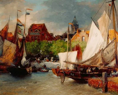 Vismarkt, Ostend painting Andreas Achenbach