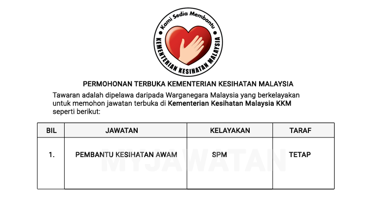PERMOHONAN TERBUKA JAWATAN PEMBANTU KESIHATAN AWAM KKM ...