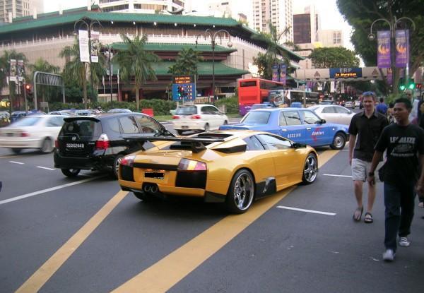 Lamborghini Murcielago at traffic junction