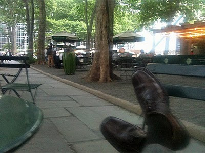 I put my feet up in Bryant Park.