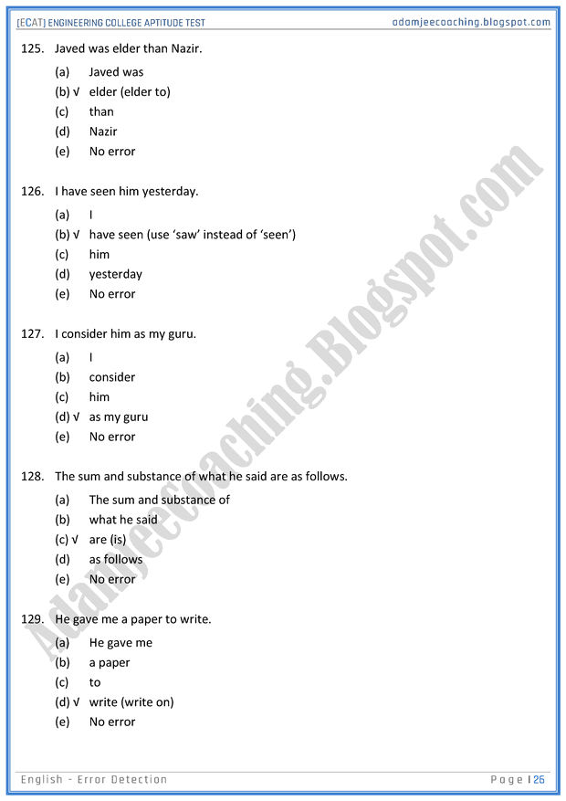 ecat-english-error-detection-mcqs-for-engineering-college-entry-test