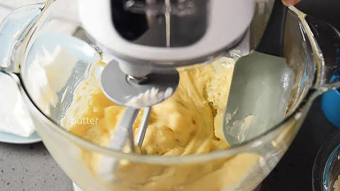 Add butter to kumquat cake batter