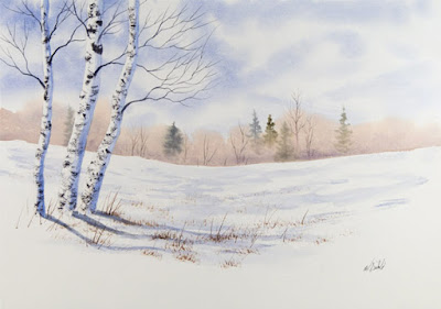 рисуване за деца зимен пейзаж