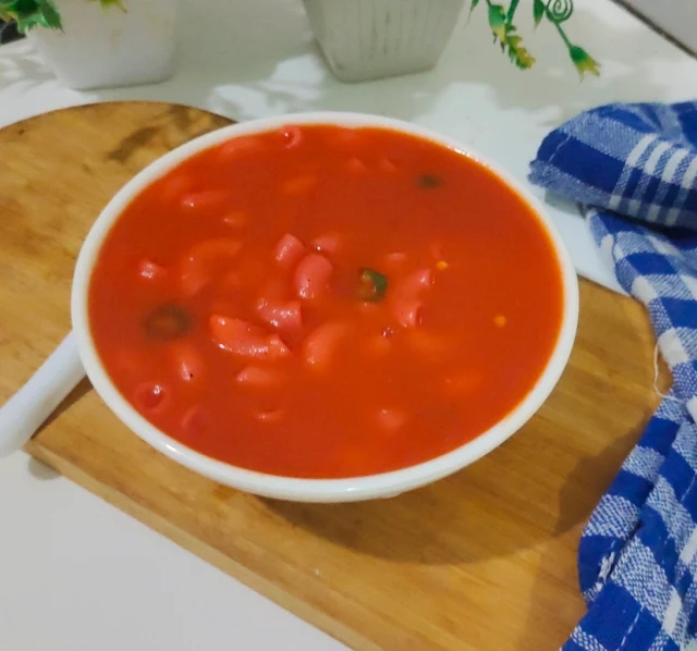 macaroni tomato soup recipe with step by step photos and video