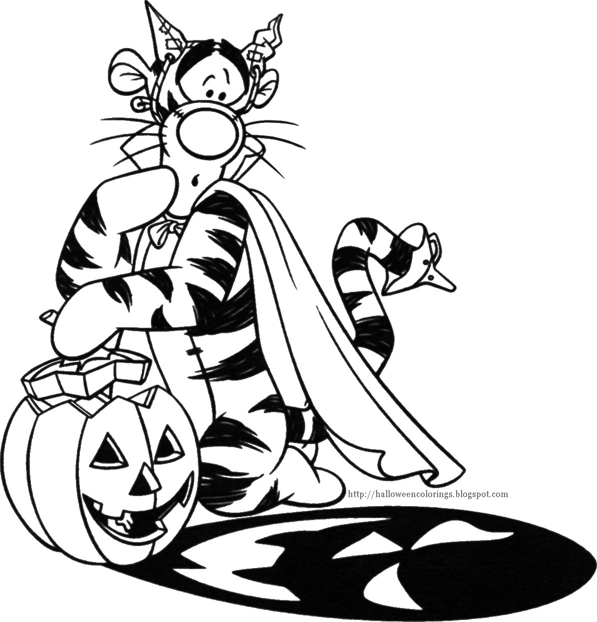 Here are Hallloween coloring sheets of Winnie the Pooh Tigger and Piglet for you to print and color Grab your crayons on the image you d like to