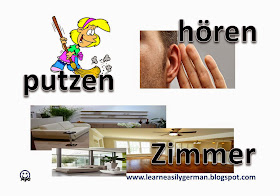 الاستماع، غرفة، تنظيف ، hören, putzen, zimmer, German vocabulary Deutsch Wortschatz
