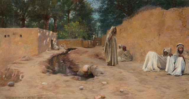 Arab men resting in the valley, 1890 - Charles James Theriat