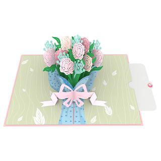 Pop Up Card 3D - Bouquet of Peony