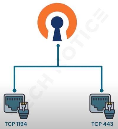 port (TCP 443) or port (TCP 1194) that OpenVPN uses