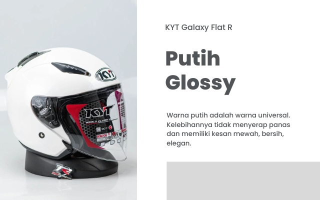 helm kyt galaxy flat r warna putih glossy