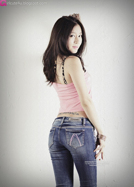 1 Han Ji Eun in Pink Top-very cute asian girl-girlcute4u.blogspot.com