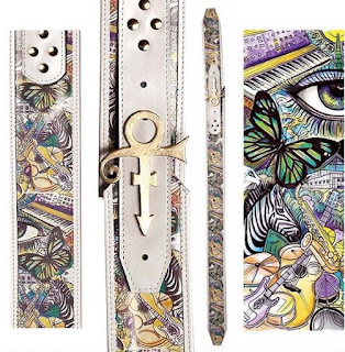 Heavy Leather Guitar Strap with art illustration by Spencer J. Derry