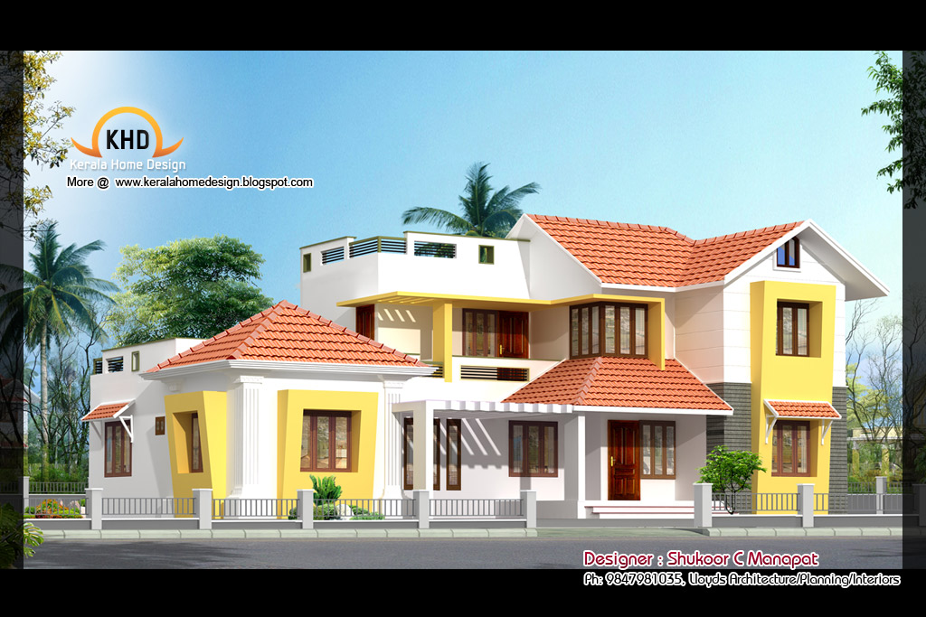 Beautiful 2853 Sq. Ft 4 Bedroom Villa Elevation and Plan