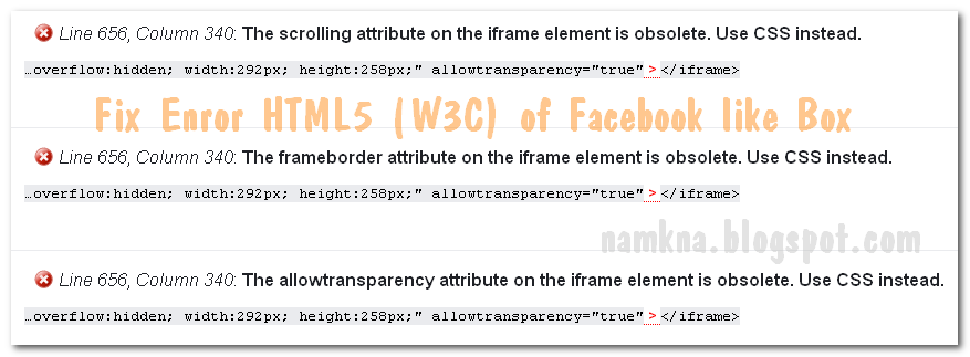 Sửa lỗi HTML5 phát sinh sau khi thêm tiện ích Facebook like box chuẩn HTML5