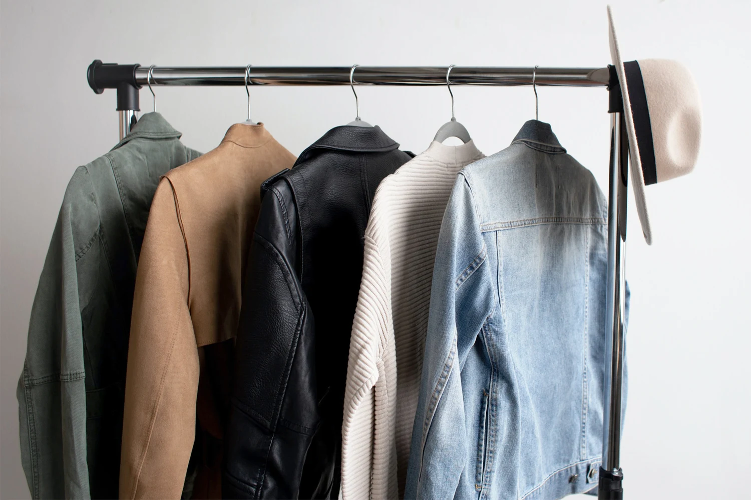 capsule wardrobe jackets ona rack