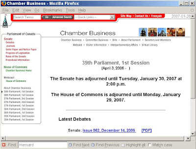 Parliament, Chamber Business, bad navigation design