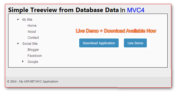 How to create treeview with database data in MVC 4 application.