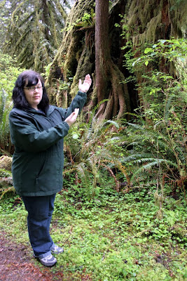 Here I am pointing at a big tree on the one hike we took.