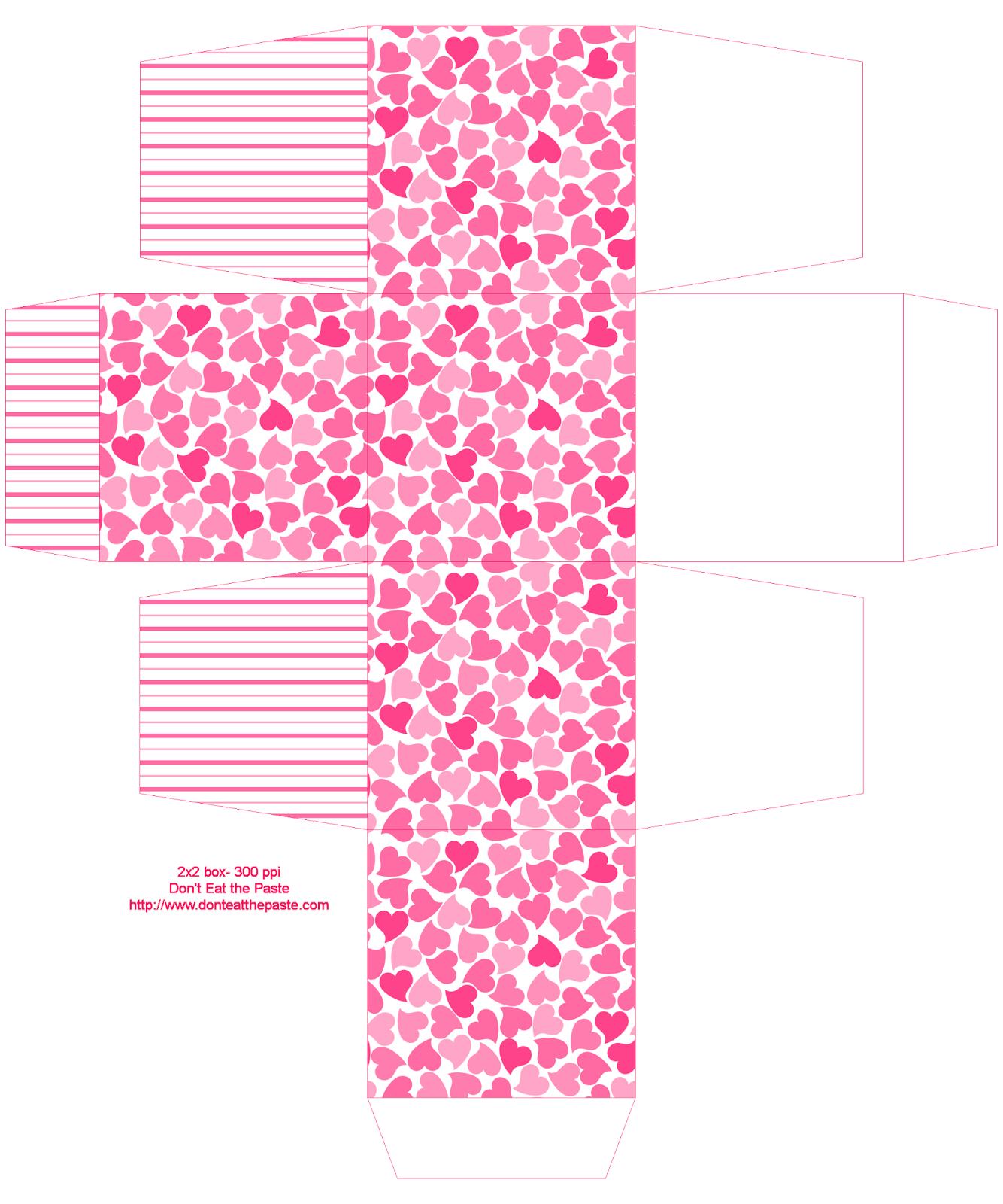 Printable hearts box - 2 sizes available (cube) #papercrafts #printables #giftbox